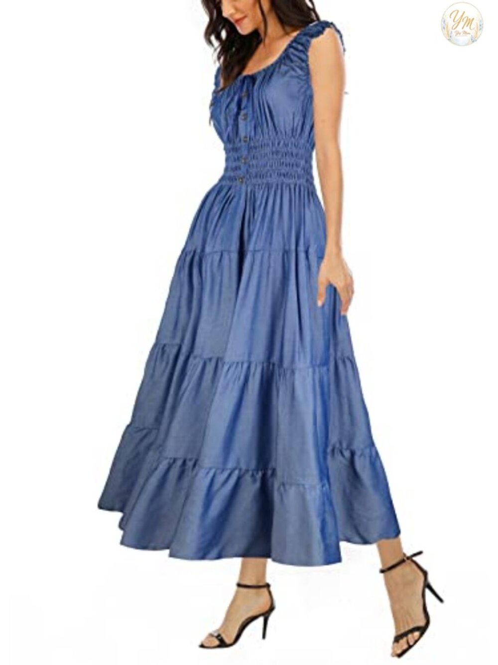 Boho Floral Maxi Dress Sleeveless Flowy Casual Summer Scoop Neck A-line